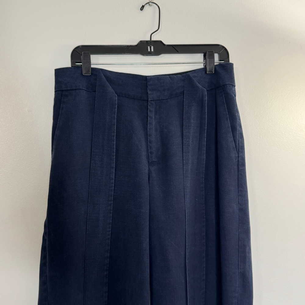 Banana Republic Womens Size 10 Navy 100% Lycocel Pleated Front Wide-Leg Pants - Picture 2 of 8